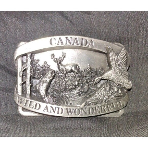 VINTAGE 1985 CANADA WILD AND WONDERFUL Western BELT BUCKLE BY SISKIYOU Z-22 - Picture 4 of 4